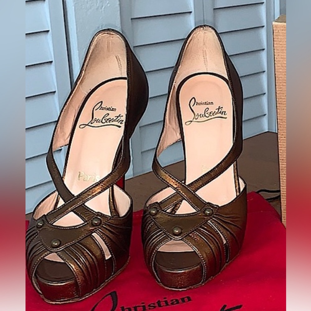 Christian Louboutin Bronze Strappy Heels